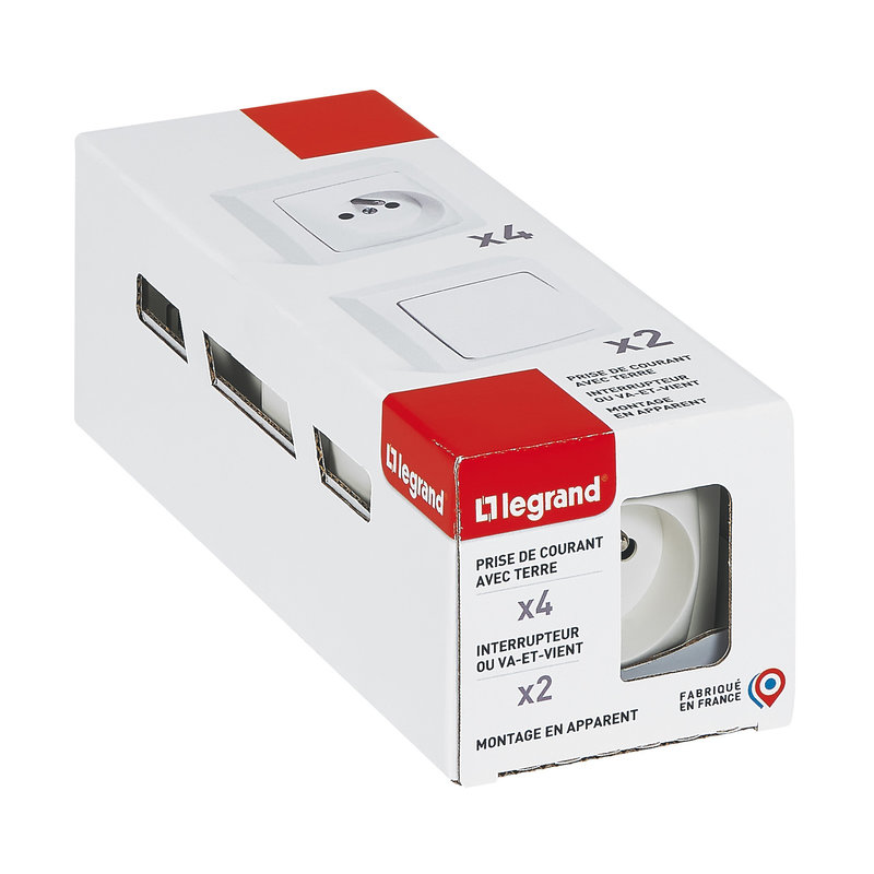 Legrand ALL713WH - Lot ASL 2 va et vient et 4 prises de courant avec terre