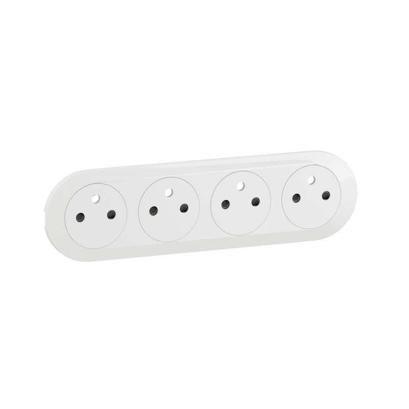 Legrand CB0114 - Enjoliveur prise précâblée 4x2P+T compacte Surface Céliane - Blanc