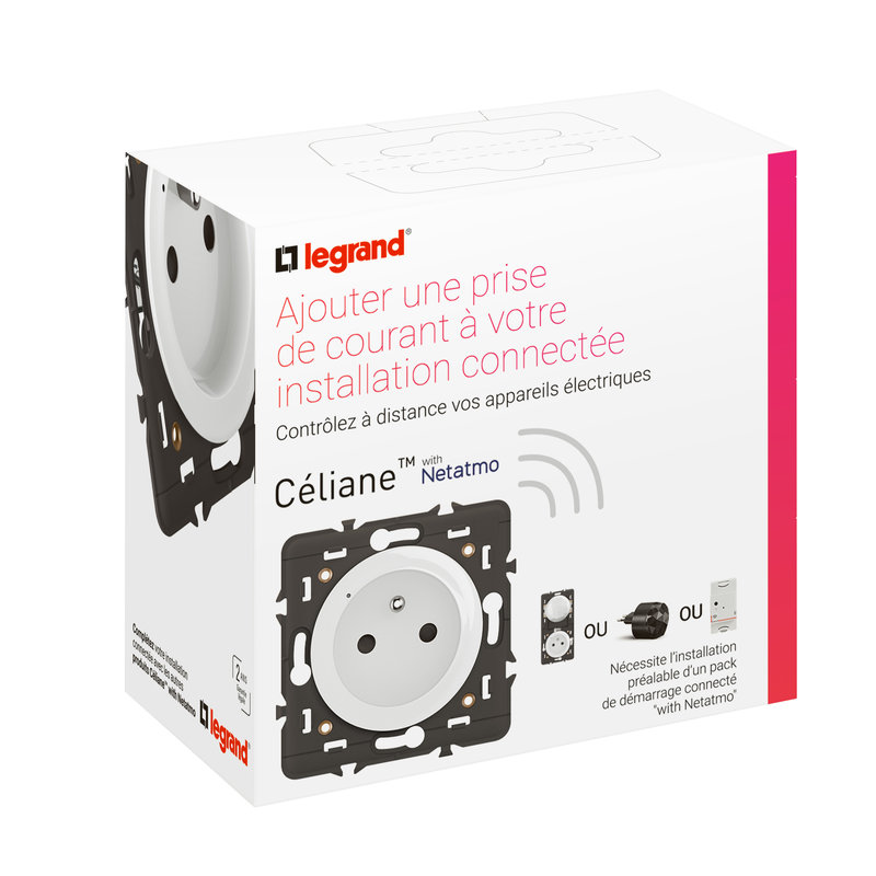 Legrand CB0460 - Prise 2P+T 16A Céliane with Netatmo - connexion à bornes automatiques - Blanc