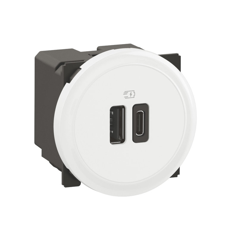 Legrand CF0153 - Prise 2 USB Céliane 15W Type-A+C avec enjoliveur Blanc format Dépôt