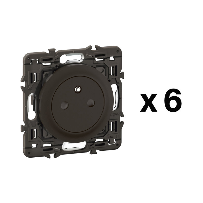 [LEG-CL0111] Legrand CL0111 - Lot 6 prises 2P+T Surface Céliane enjoliveurs Noir et supports