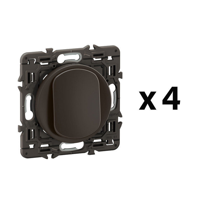 [LEG-CL2001] Legrand CL2001 - Lot 4 interrupteurs ou-va-et-vient Céliane 10AX enjoliveurs Noir et supports