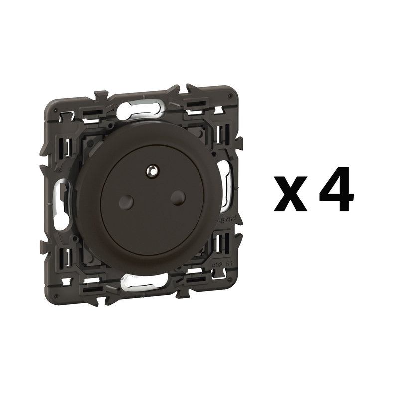 [LEG-CL2111] Legrand CL2111 - Lot 4 prises 2P+T Surface Céliane enjoliveurs Noir et supports