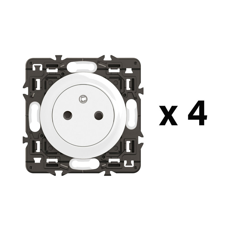 [LEG-CL4111] Legrand CL4111 - Lot 4 prises 2P+T Surface Céliane enjoliveurs Blanc et supports