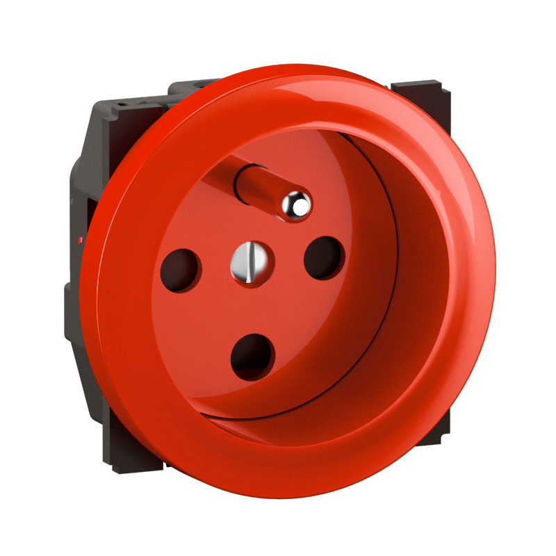 Legrand CM0115 - Prise 2P+T à détrompage Céliane avec enjoliveur rouge