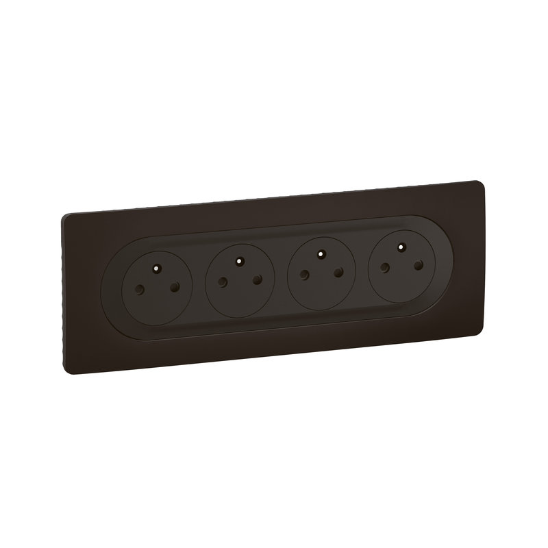 [LEG-CS0114] Legrand CS0114 - Kit quadruple prise 2P+T précablée compacte - Noir