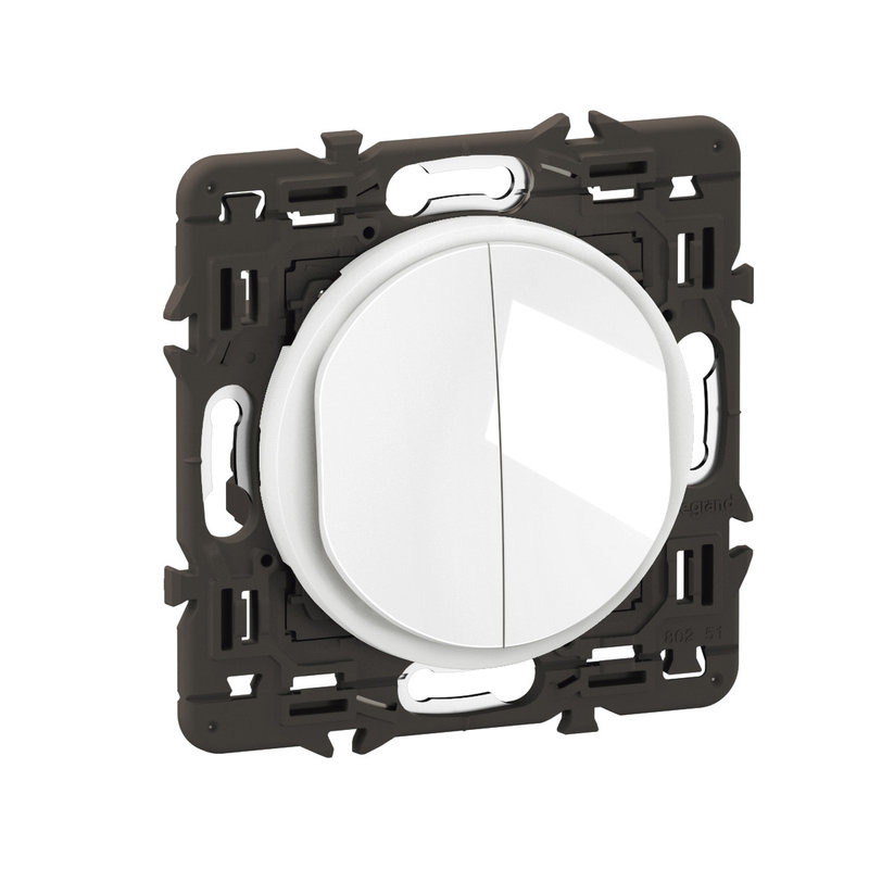 [LEG-CX0037] Legrand CX0037 - Interrupteur ou va-et-vient + poussoir Céliane enjoliveur Blanc et support