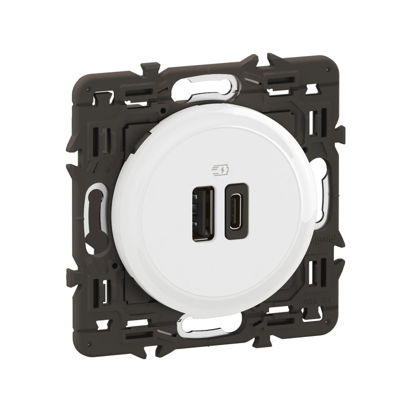 [LEG-CX0153] Legrand CX0153 - Prise 2 USB Céliane 15W Type-A+C enjoliveur Blanc et support