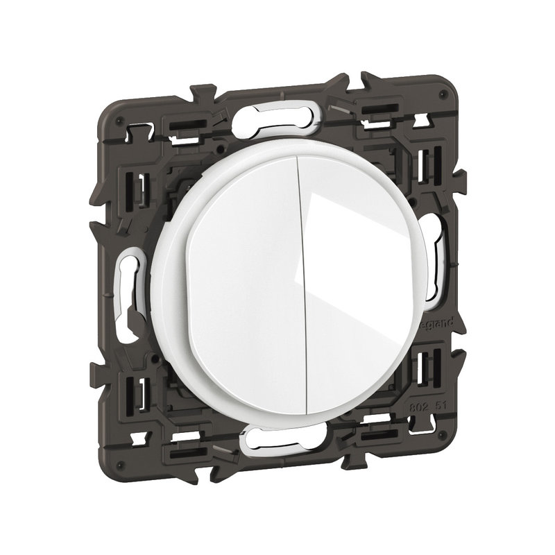 Legrand CX2001 - Double interrupteur ou va-et-vient Céliane 10AX enjoliveur Blanc et support