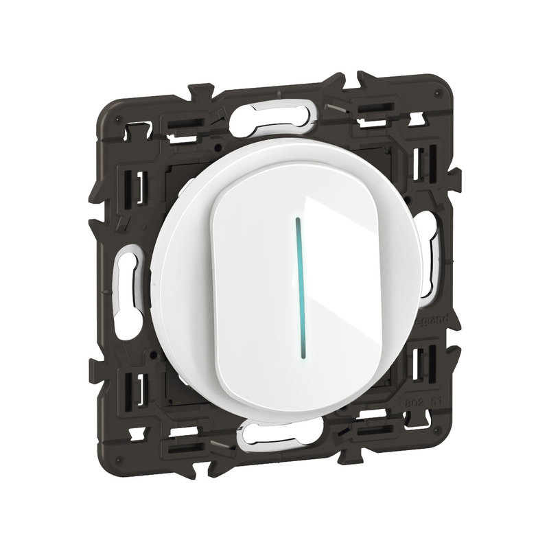 Legrand CX7001 - Interrupteur témoin Céliane 10AX enjoliveur Blanc, support et voyant