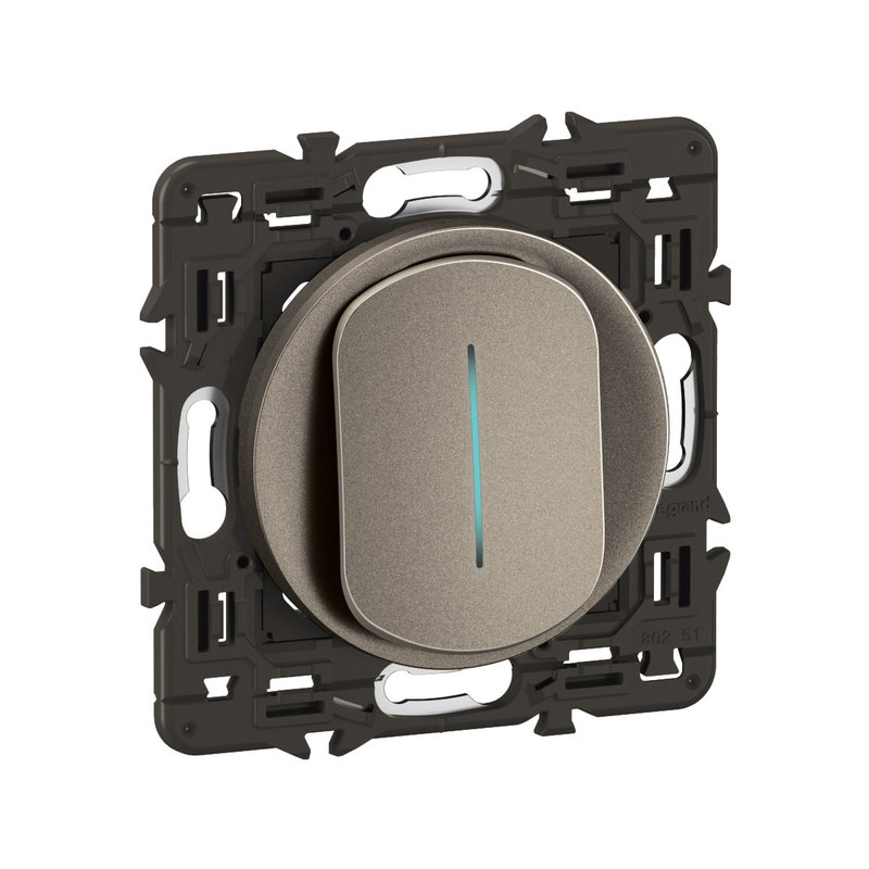 Legrand CY7001 - Interrupteur témoin Céliane 10AX enjoliveur Titanium, support et voyant