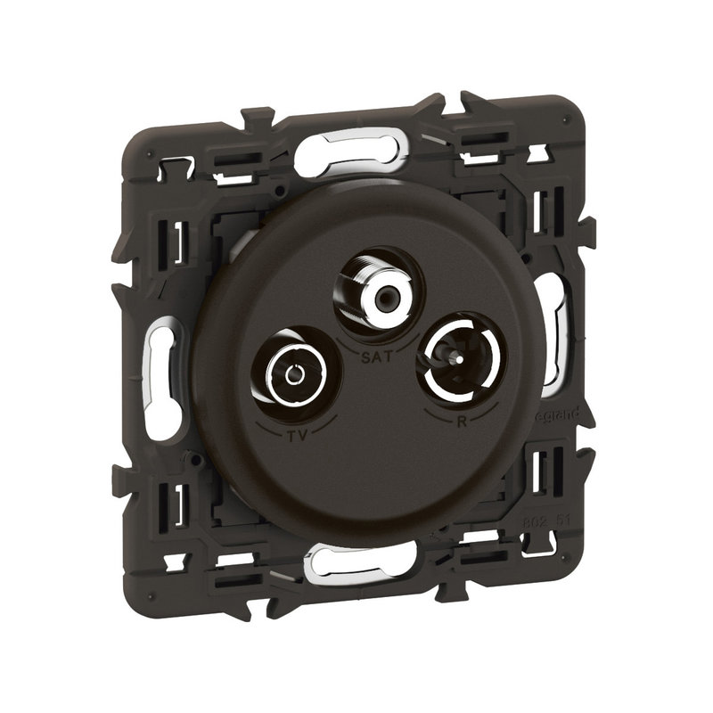 Legrand CZ0388 - Prise TV R-SAT DAB+ Céliane - enjoliveur Noir et support