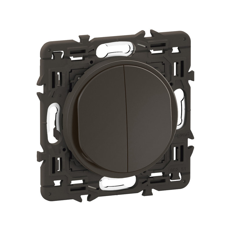 Legrand CZ2001 - Double interrupteur ou va-et-vient Céliane 10AX enjoliveur Noir et support