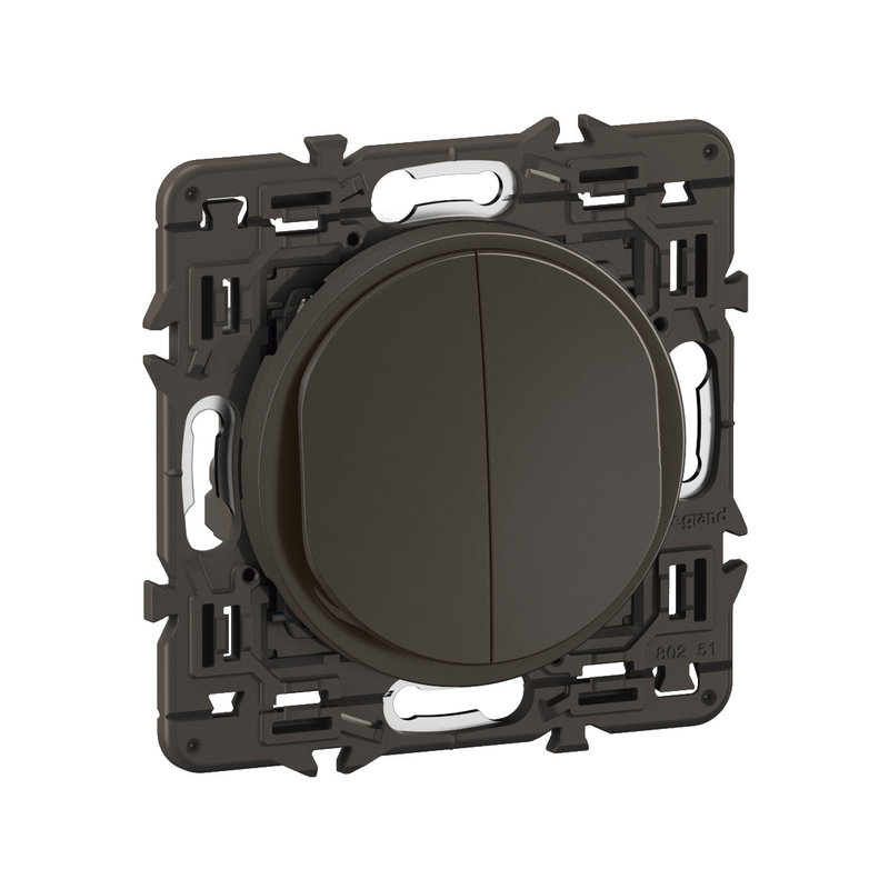 Legrand CZ3001 - Double interrupteur lumineux Céliane 10AX enjoliveur Noir, support et voyant
