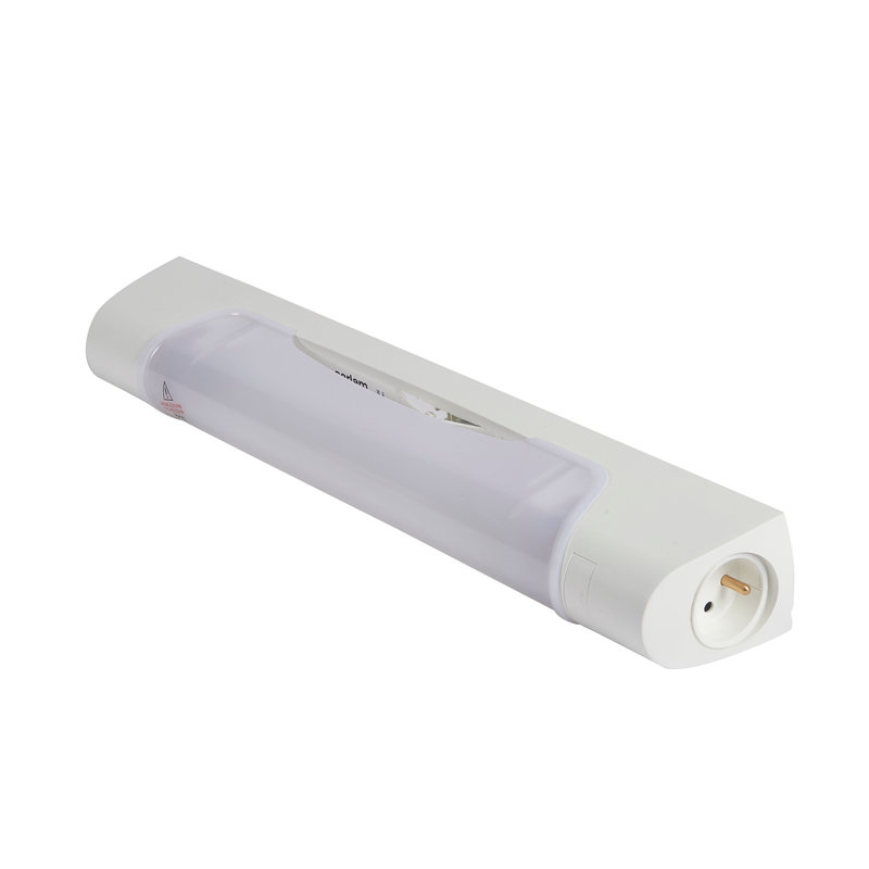 [SAR-SL189805] Sarlam SL189805 - Applique standard 470mm IP21 et IK04 Prismaline équipée tube LED S19 +prise 2P+T