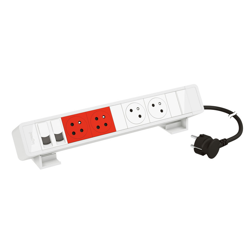 Legrand 655120WH - Bloc Bureau 2x2P+T détrompées F/B 2 RJ45 CAT6 FTP cordon 2m fiche - Blanc