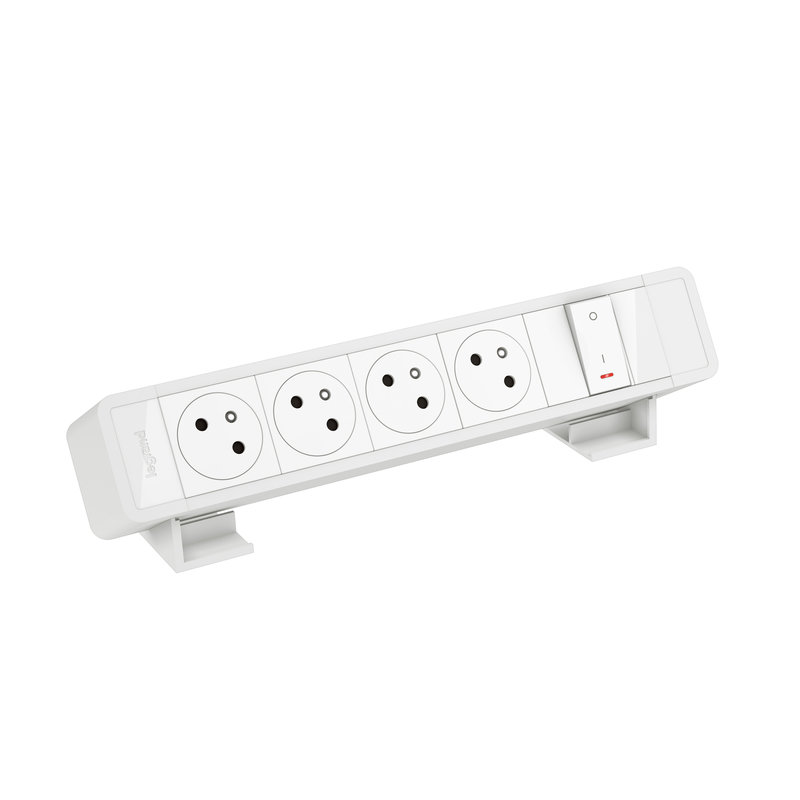 Legrand 655124WH - Bloc Bureau 4x2P+T F/B avec inter à raccorder - Blanc