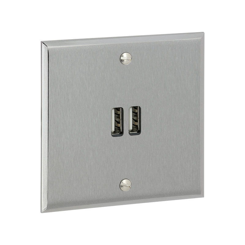 Legrand 67122 - Art d'Arnould univers Mémoire prise double USB 3A - acier brossé