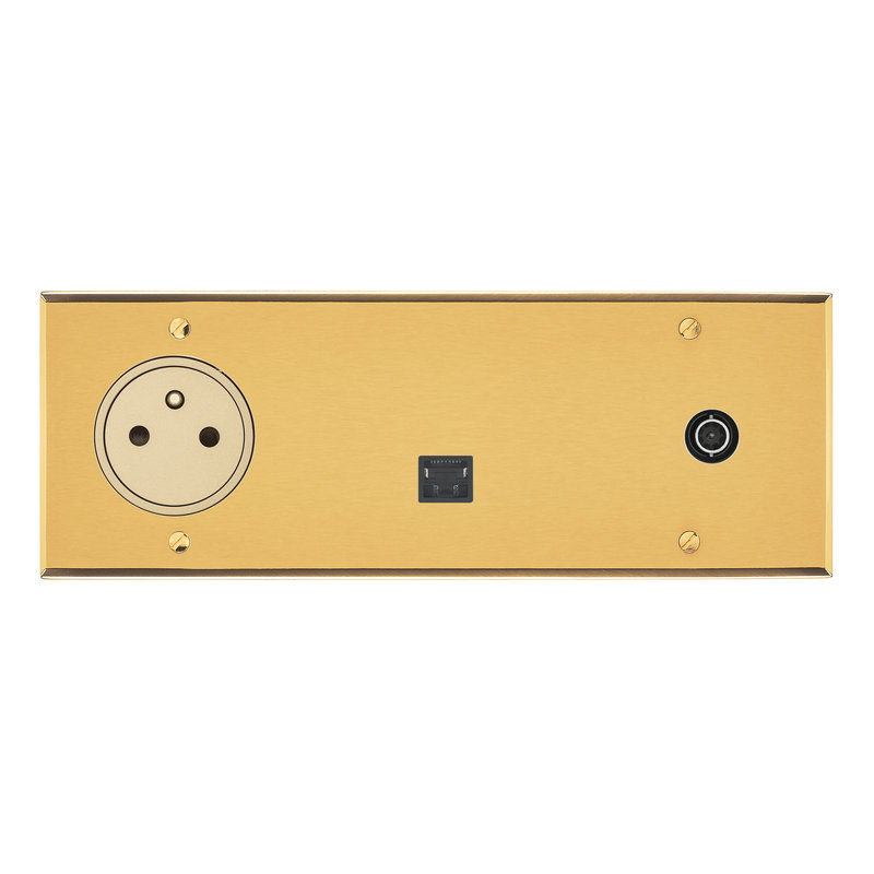 Legrand 67237 - Art d'Arnould univers Mémoire 2P+T- + RJ45 cat.6 FTP + TV simple - Or brossé