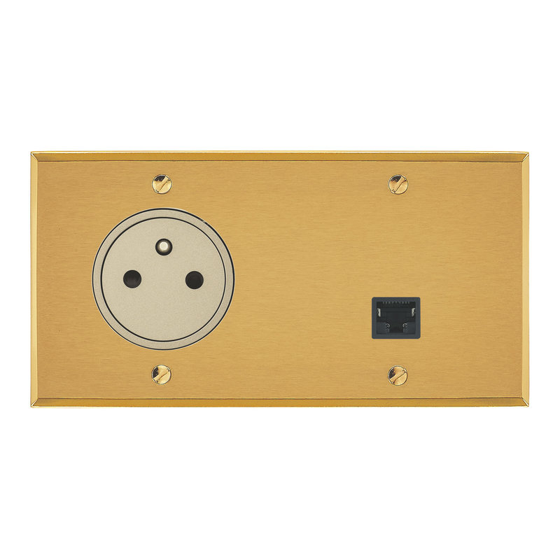 Legrand 67238 - Art d'Arnould univers Mémoire prise 2P+T 16A 250V + RJ45 cat6 FTP - or brossé
