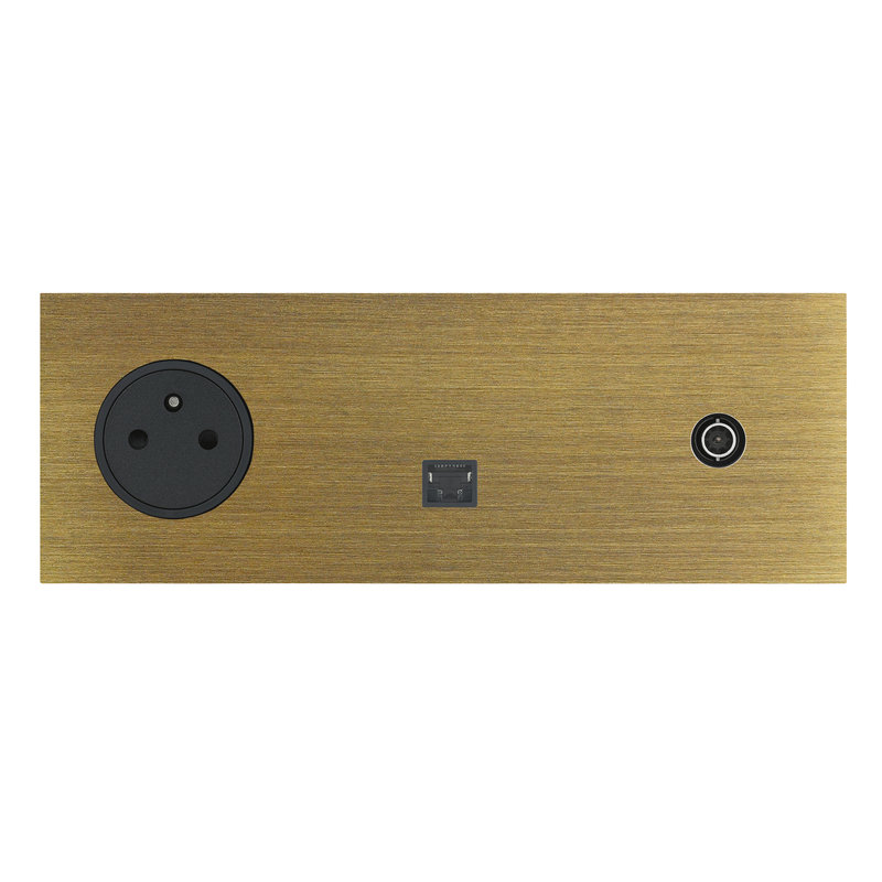 Legrand 67337 - Art d'Arnould univers Epure prise 2P+T, prise RJ45 et prise télévision - bronze