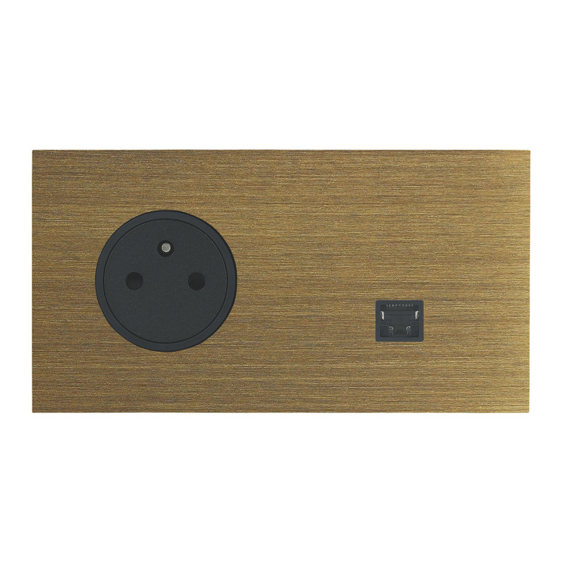 Legrand 67338 - Art d'Arnould univers Epure prise de courant 2P+T et prise RJ45 - bronze