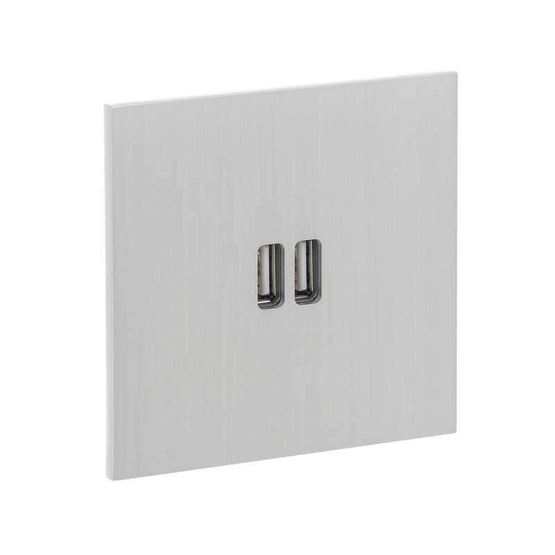Legrand 67422 - Art d'Arnould univers Epure prise double USB 3A - acier brossé