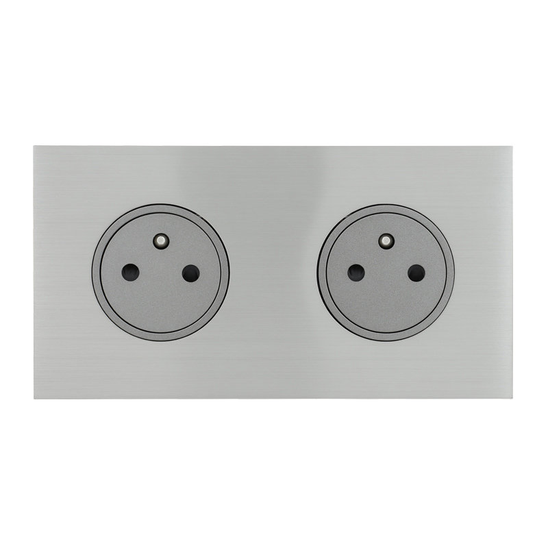 Legrand 67432 - Art d'Arnould univers Epure double prise de courant 2P+T 16A 250V - acier brossé