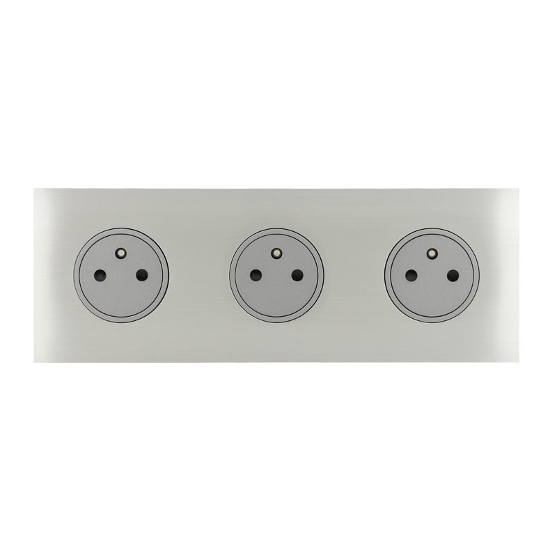 Legrand 67433 - Art d'Arnould univers Epure triple prise de courant 2P+T 16A 250V - acier brossé