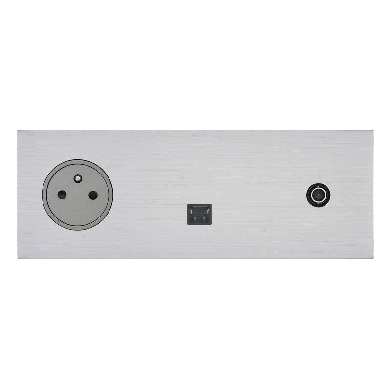 Legrand 67437 - Art d'Arnould univers Epure prise 2P+T, RJ45 et prise télévision - acier brossé