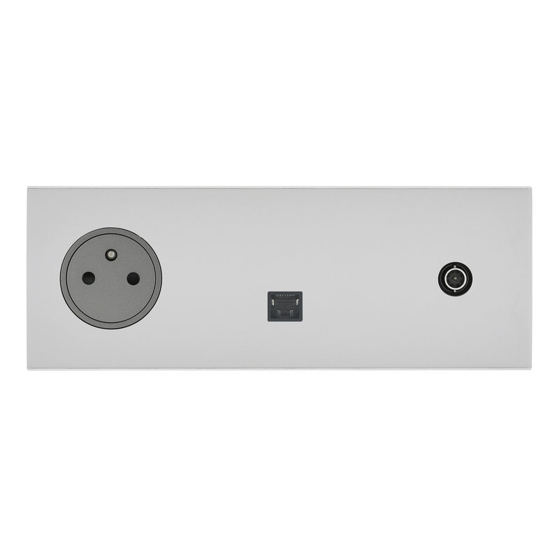 Legrand 67537 - Art d'Arnould univers Epure prise 2P+T, RJ45 + prise télévision - acier satin