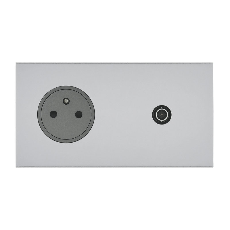 Legrand 67539 - Art d'Arnould univers Epure prise de courant 2P+T + prise télévision acier satin