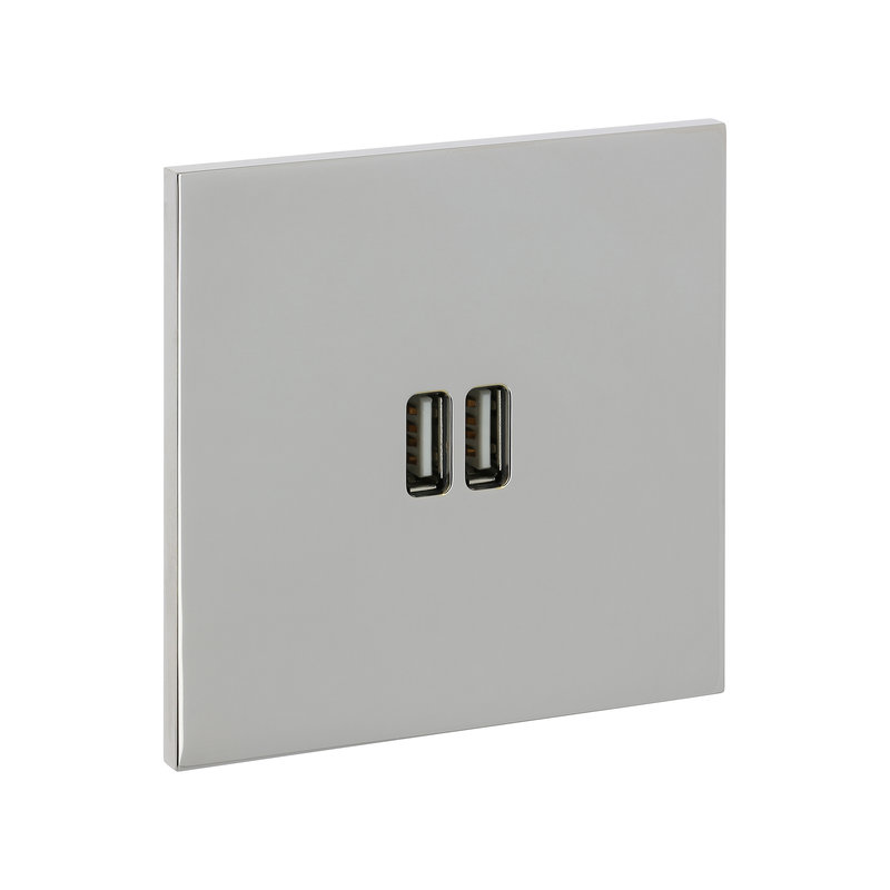 Legrand 67622 - Art d'Arnould univers Epure prise double USB 3A - acier miroir
