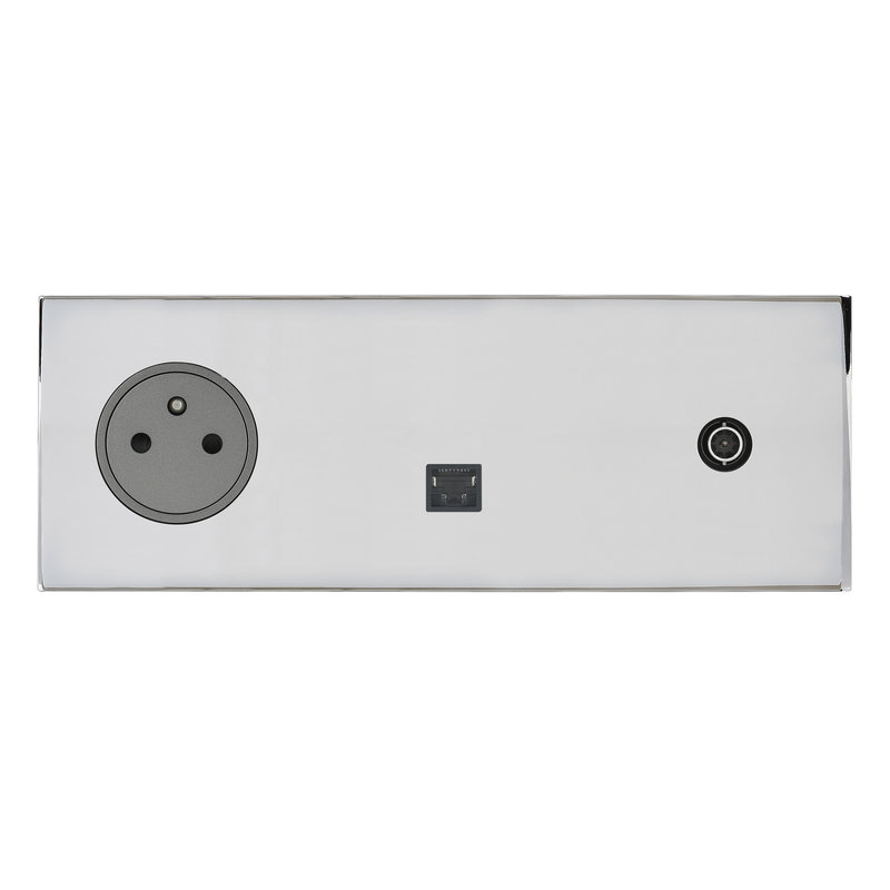 Legrand 67637 - Art d'Arnould univers Epure Prise 2P+T, RJ45 et prise télévision - acier miroir