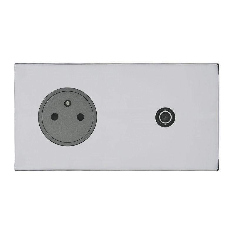 Legrand 67639 - Art d'Arnould univers Epure prise 2P+T et prise télévision - acier miroir