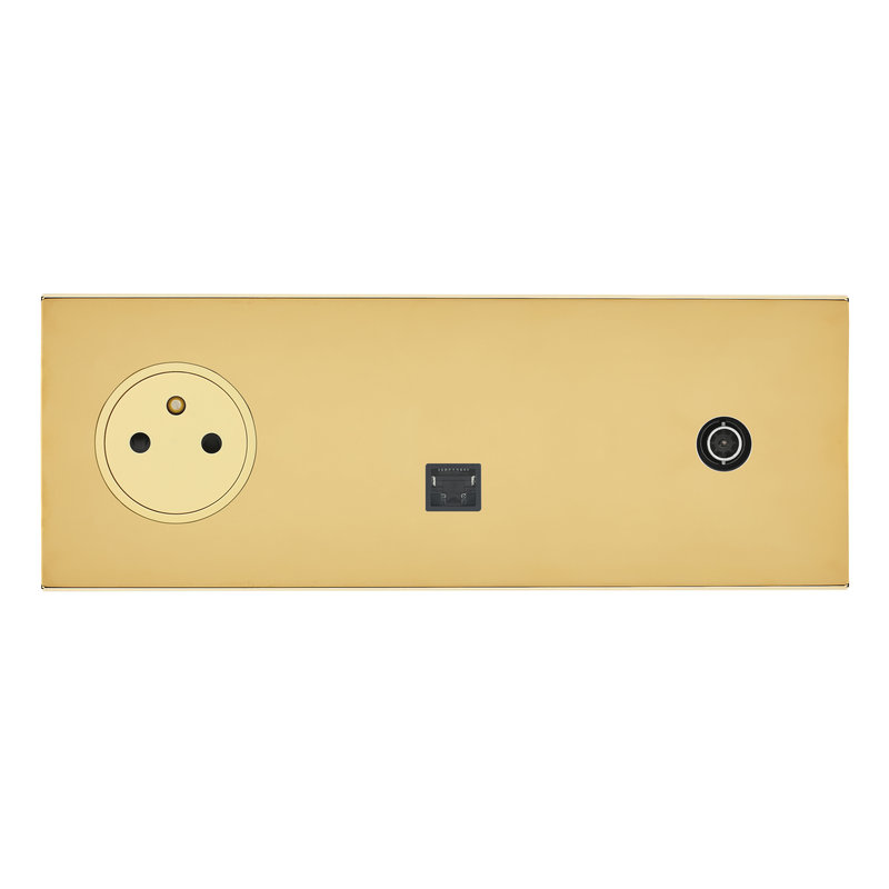 Legrand 67737 - Art d'Arnould univers Epure prise 2P+T, prise RJ45 + prise télévision -or miroir