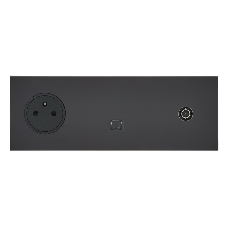 Legrand 67837 - Art d'Arnould univers Epure prise 2P+T, prise RJ45, prise télévision -noir mat