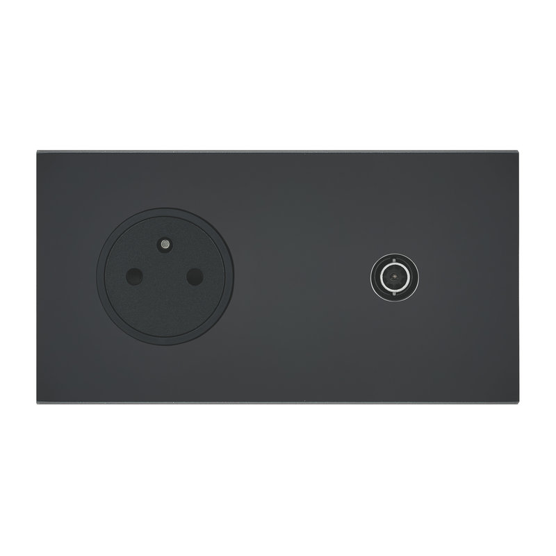 Legrand 67839 - Art d'Arnould univers Epure prise de courant 2P+T et prise télévision - noir mat