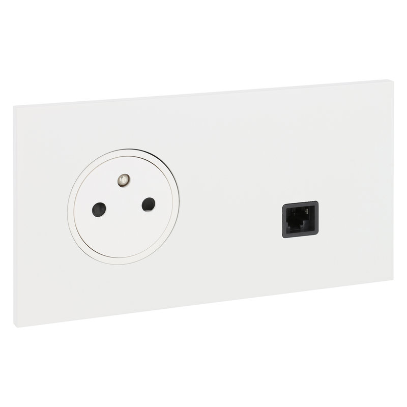 Legrand 67938 - Art d'Arnould univers Epure prise de courant 2P+T et prise RJ45 - blanc satin
