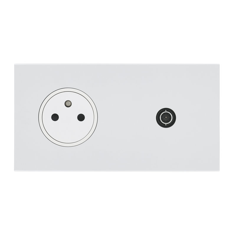 Legrand 67939 - Art d'Arnould univers Epure prise 2P+T et prise télévision - blanc satin
