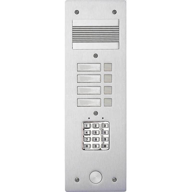 [BTI-308404] Bticino 308404 - Platine de rue Série 200 audio étroite avec clavier codé façade Alu 4mm 4 appels