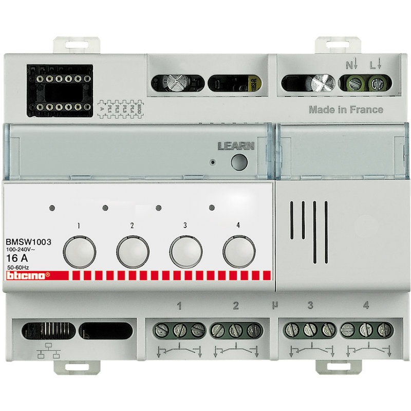 [BTI-BMSW1003] Bticino BMSW1003 - Actionneur 4 relais indépendants 16A éclairage ON et OFF MyHOME_Up - 6 modules