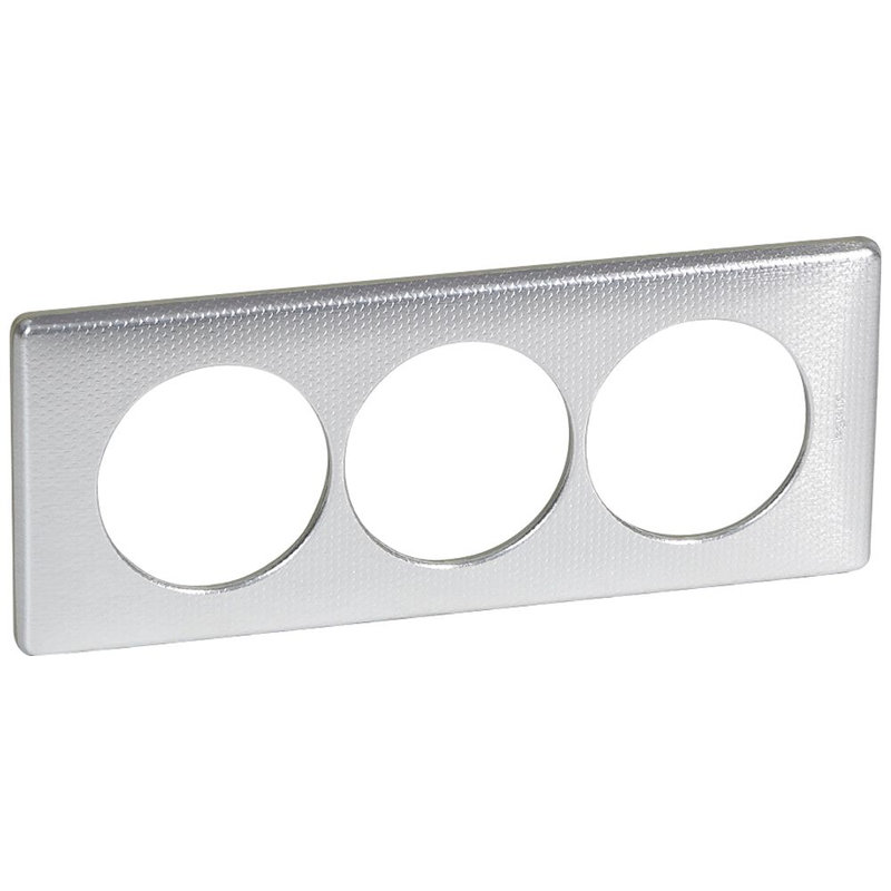 Legrand 068729 - Plaque Céliane Métal 3 postes pour rénovation entraxe 57mm - finition Alu Snake