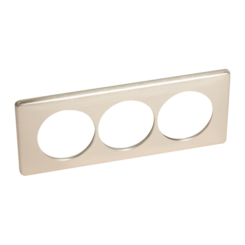 Legrand 068999 - Plaque Céliane Métal 3 postes pour rénovation entraxe 57mm - finition Copper