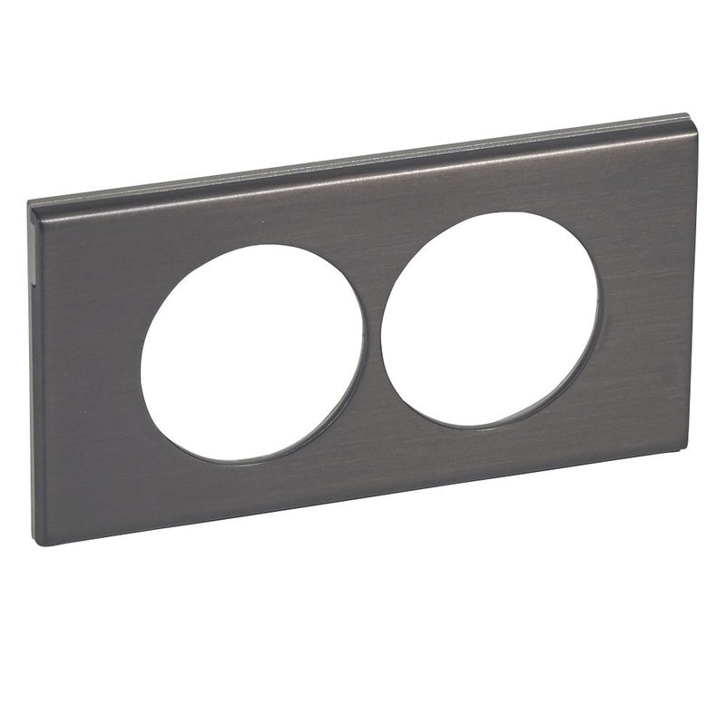 Legrand 069038 - Plaque Céliane Matières 2 postes pour rénovation entraxe 57mm - Black Nickel