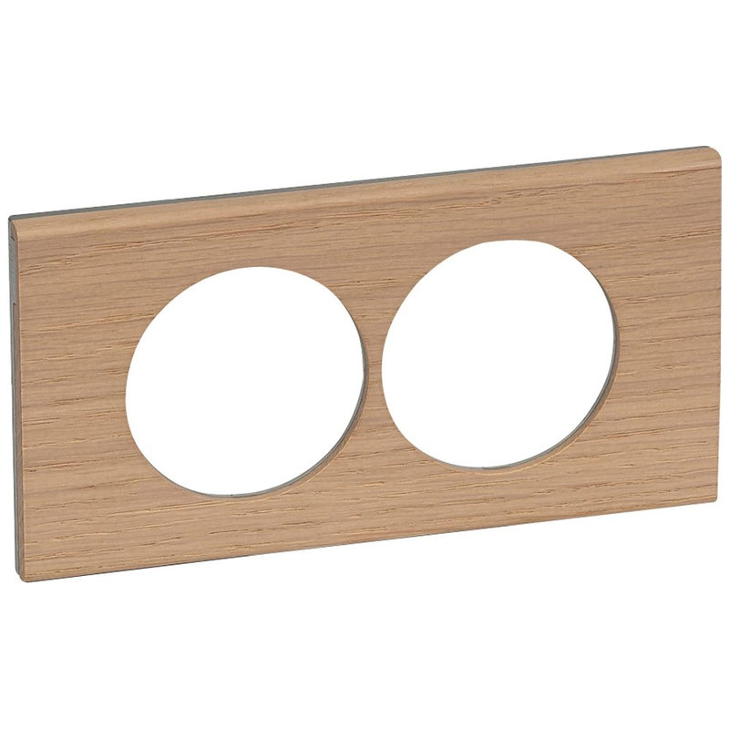 Legrand 069058 - Plaque Céliane Matières 2 postes pour rénovation entraxe 57mm - Chêne Blanchi