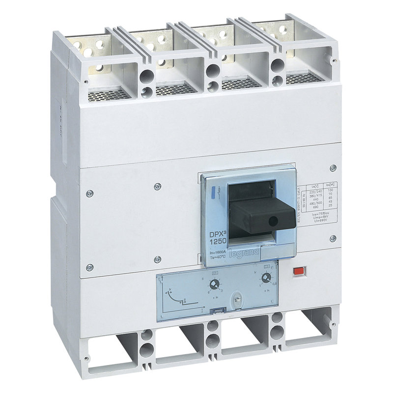 Legrand 422292 - Disjoncteur magnétothermique DPX³1600 pouvoir de coupure 100kA 400V~ - 4P - 630A
