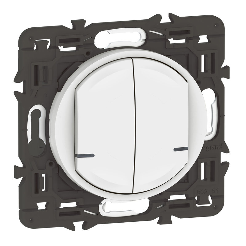 Legrand 067722A - Interrupteur double avec Neutre connecté Céliane with Netatmo sans plaque blanc