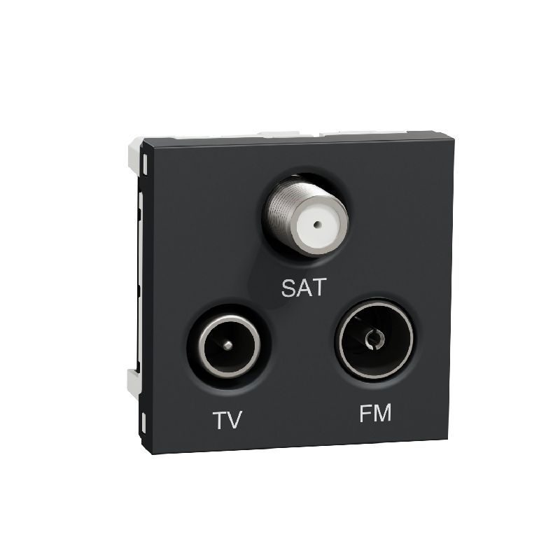 Unica - prise TV + FM + SAT - 2 mod - Anthracite - NU345054