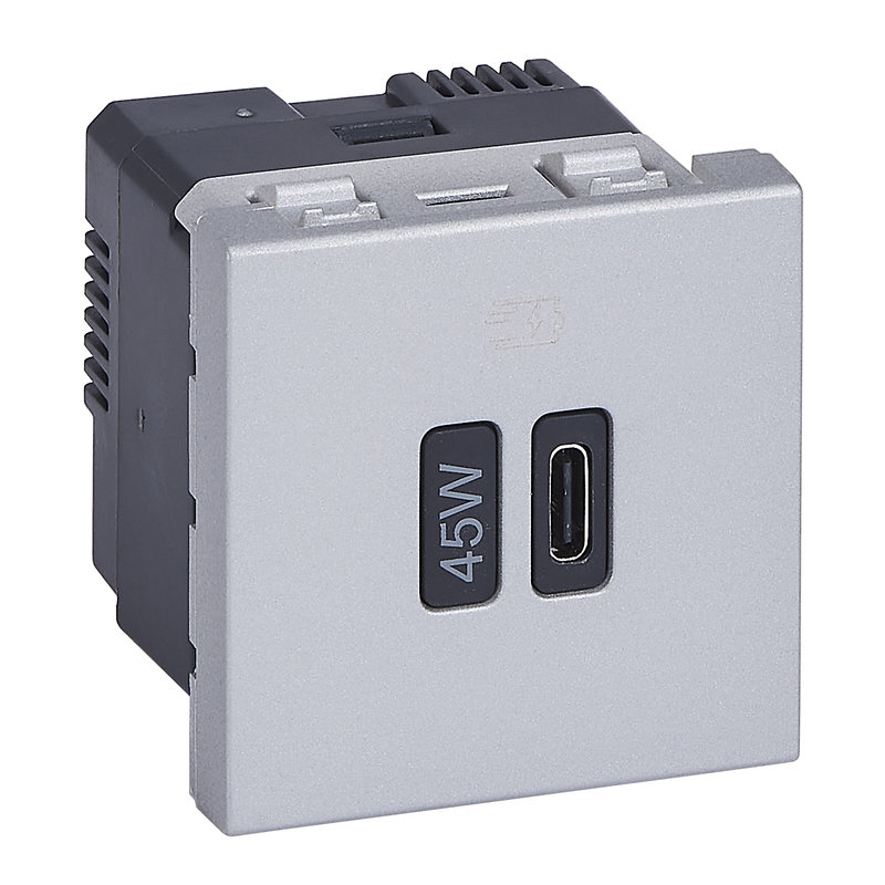 Legrand 077656L - Prise simple USB Mosaic Type-C 45W Power Delivery 2 modules - alu